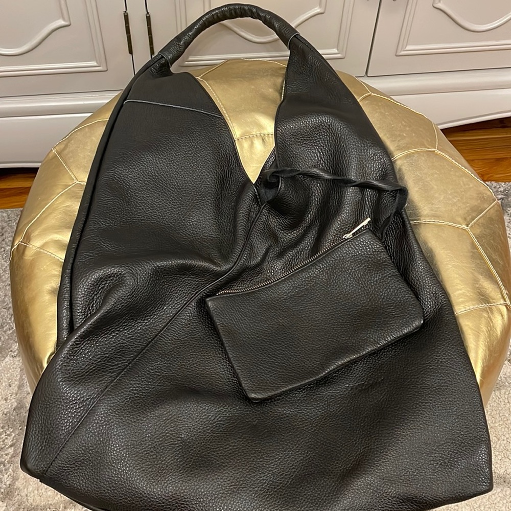 Black leather shoulder bag